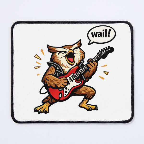 Item preview,  Funny Rock Guitar Owl Saying "Wail!" Music Cartoon Sticker designed and sold by Gremlin Hours.