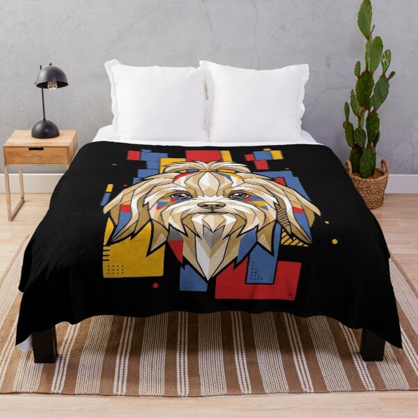 Item preview, Funny Lhasa Apso Colorful Blocks Geometric Art Mom Dad Kids designed and sold by FurryHavenPH.