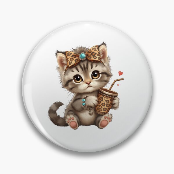 Item preview, Cute Kitten Leopard Iced Coffee Turquoise Aesthetic designed and sold by Oddifys.