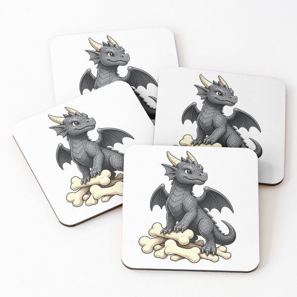 Item preview, Cute Gray Baby Dragon Sitting on Bones designed and sold by Hatchling Hollow.