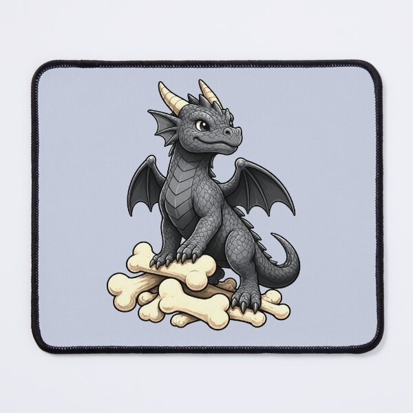 Item preview, Cute Gray Baby Dragon Sitting on Bones designed and sold by Hatchling Hollow.