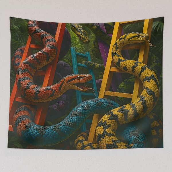 Item preview, Surreal Jungle Snakes and Colorful Ladders designed and sold by PandaTShirtShop.