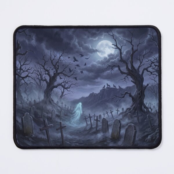 Item preview, Ghostly Figure in a Haunted Graveyard designed and sold by AnnArtshock.