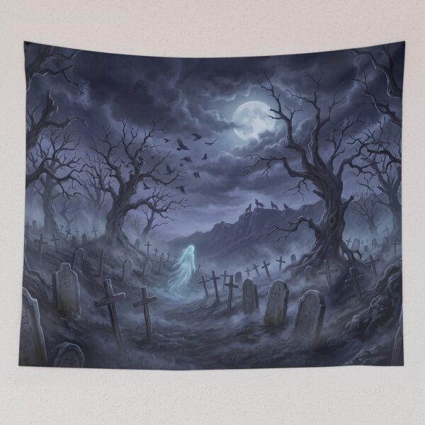 Item preview, Ghostly Figure in a Haunted Graveyard designed and sold by AnnArtshock.