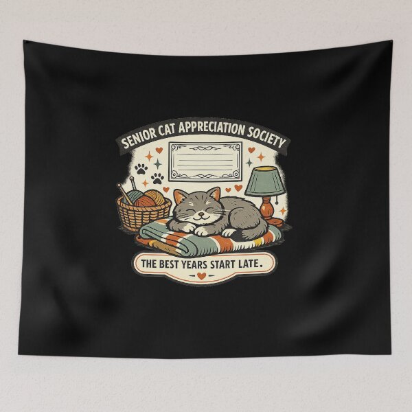 Item preview, Senior Cat Appreciation Society – The Best Years Start Late designed and sold by Concrete Coffee Studio.