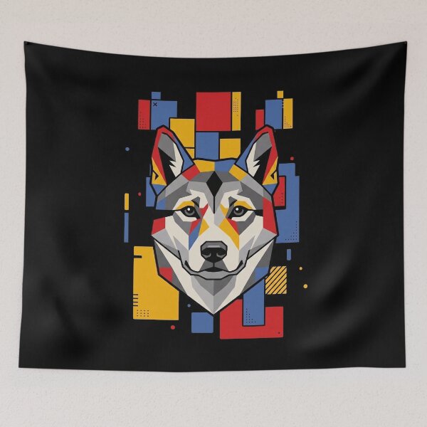 Item preview, Funny Korean Jindo Colorful Blocks Geometric Art Mom Dad Kids designed and sold by FurryHavenPH.