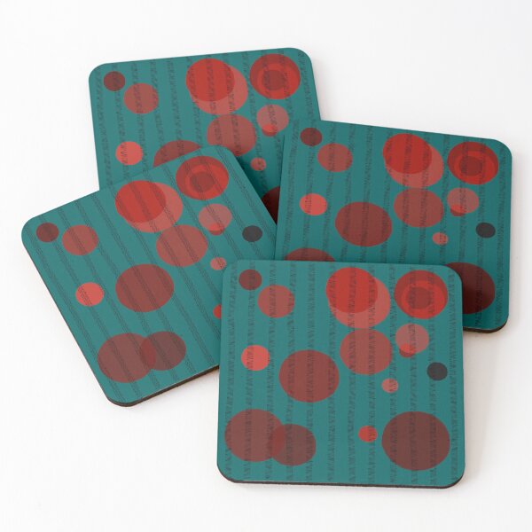Item preview, Abstract composition with red bubbles and disrupted stripes 05 designed and sold by StefanStudioArt.