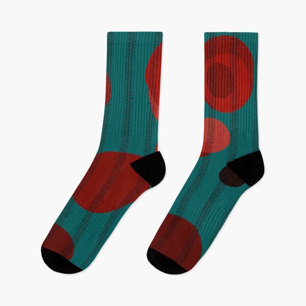Item preview, Abstract composition with red bubbles and disrupted stripes 05 designed and sold by StefanStudioArt.
