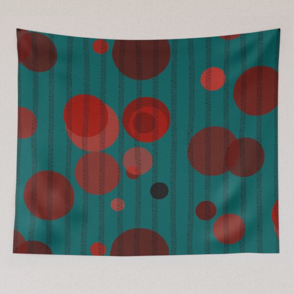 Item preview, Abstract composition with red bubbles and disrupted stripes 05 designed and sold by StefanStudioArt.
