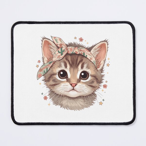 Item preview, Cute Kitten Cactus Bandana Desert Boho Aesthetic designed and sold by Oddifys.
