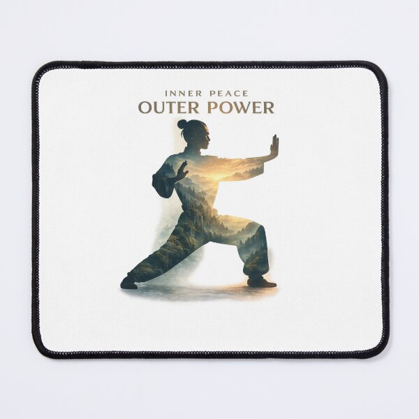 Item preview, Tai Chi Meditation Silhouette – Inner Peace Outer Power | Zen Martial Arts Double Exposure designed and sold by MimiSabu.