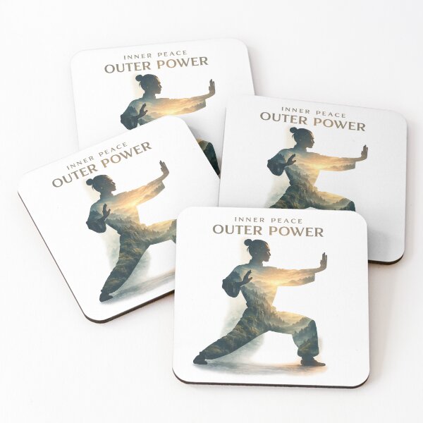 Item preview, Tai Chi Meditation Silhouette – Inner Peace Outer Power | Zen Martial Arts Double Exposure designed and sold by MimiSabu.
