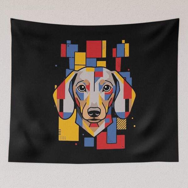 Item preview, Funny Isabella and Tan Dachshund Colorful Blocks Geometric Art Mom Dad Kids designed and sold by FurryHavenPH.