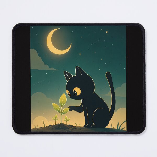 Item preview, Cat and Plant - Cat and Magical Sprout Under Starry Night Sky designed and sold by PurrfectHome.
