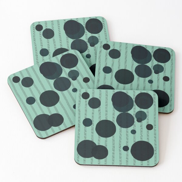 Item preview, Abstract composition with dark green bubbles and disrupted stripes 86 designed and sold by StefanStudioArt.