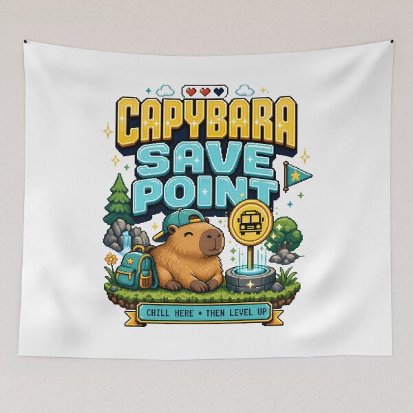 Item preview, Back to School Capybara Save Point: Level Up designed and sold by Fenay Designs.