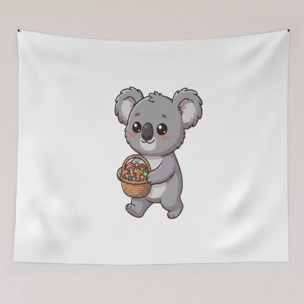 Item preview, Cute Koala Carrying Mushroom Basket designed and sold by Ella_Sketch.