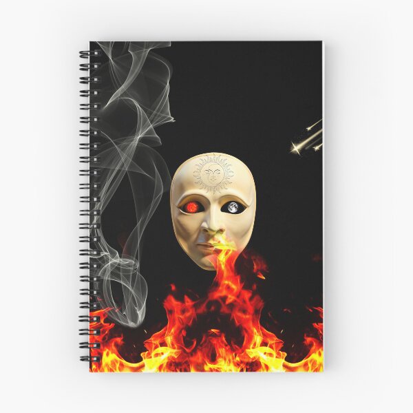 Item preview, surreal sun moon mask fire smoke designed and sold by FahdSpaceArt.