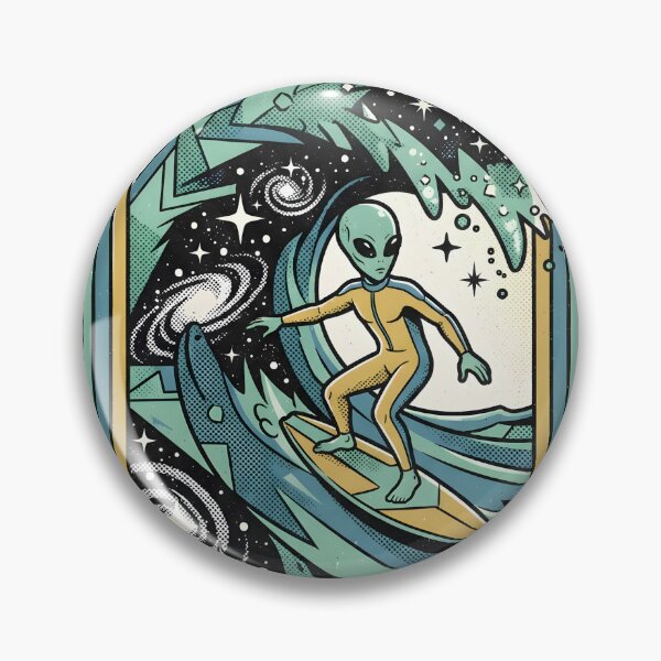 Item preview, Alien Surfer Riding Cosmic Wave Retro Surf Ocean Graphic designed and sold by DuckOddity.
