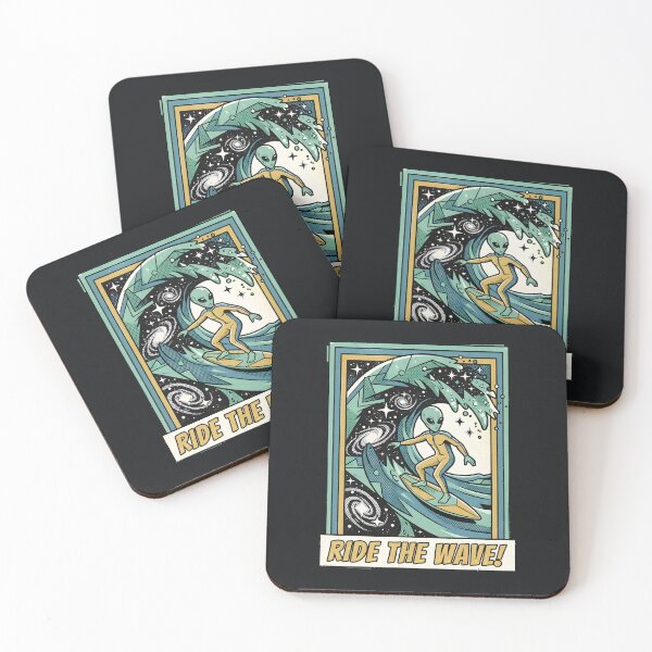 Item preview, Alien Surfer Riding Cosmic Wave Retro Surf Ocean Graphic designed and sold by DuckOddity.