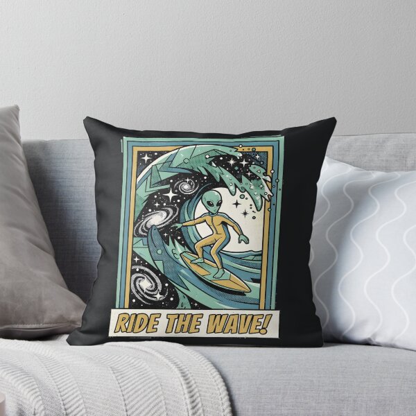 Item preview, Alien Surfer Riding Cosmic Wave Retro Surf Ocean Graphic designed and sold by DuckOddity.