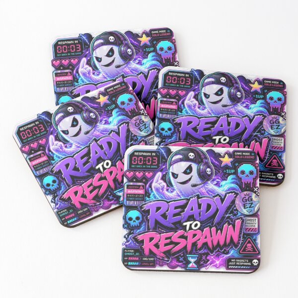 Item preview, READY TO RESPAWN | Cyber Gamer Ghost Sticker | Neon Gaming Streetwear Graphic designed and sold by Stylestickers55.