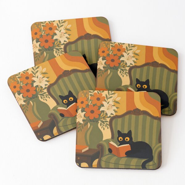 Item preview, Cat Reading Book on a Striped Chair designed and sold by PurrfectHome.