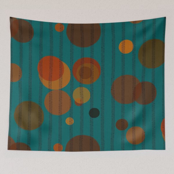 Item preview, Abstract composition with orange bubbles and disrupted stripes 05 designed and sold by StefanStudioArt.