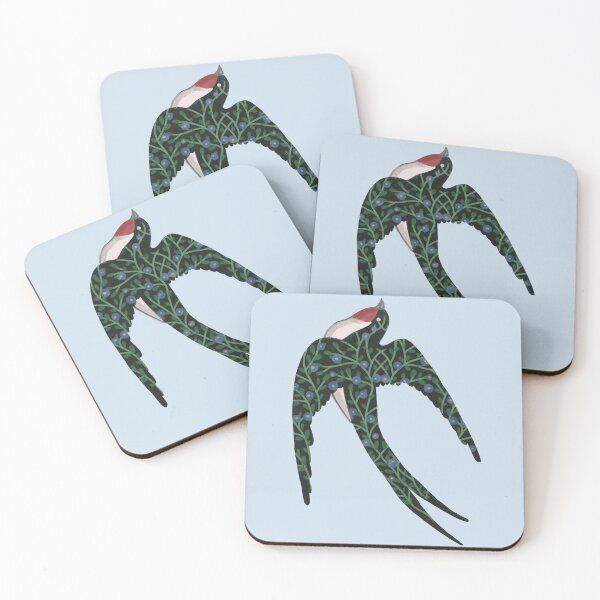 Item preview, Folklore birds, swallow, forget-me-nots, folk art designed and sold by Dormitria.