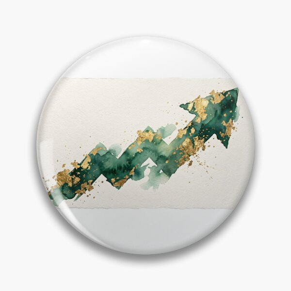 Item preview, Abstract Gold Leaf Upward Arrow Emerald Green Watercolor Art designed and sold by MissoStudio.