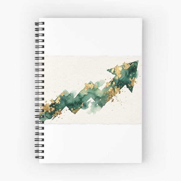 Item preview, Abstract Gold Leaf Upward Arrow Emerald Green Watercolor Art designed and sold by MissoStudio.