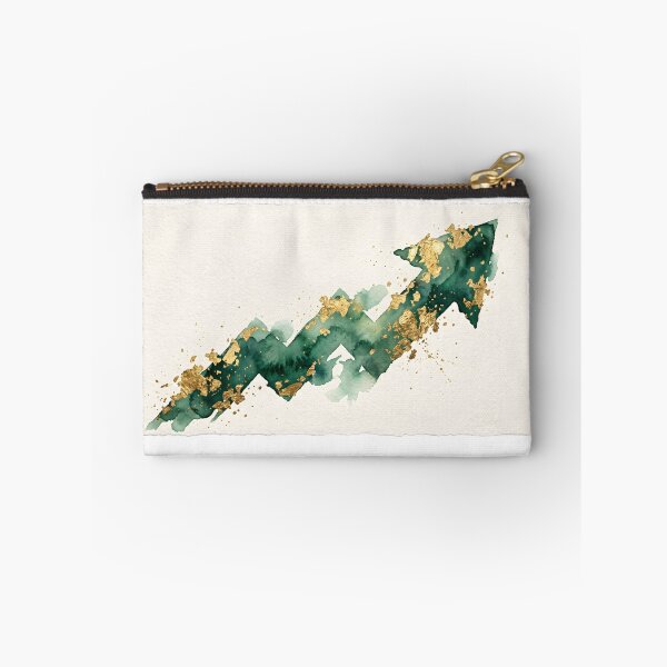 Item preview, Abstract Gold Leaf Upward Arrow Emerald Green Watercolor Art designed and sold by MissoStudio.