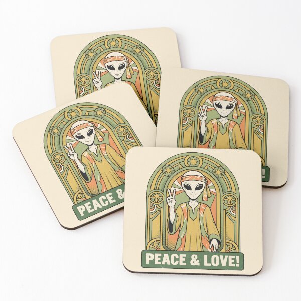 Item preview, Alien Hippie Peace Sign Retro 60s 70s Groovy Space Graphic designed and sold by DuckOddity.