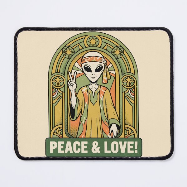 Item preview, Alien Hippie Peace Sign Retro 60s 70s Groovy Space Graphic designed and sold by DuckOddity.