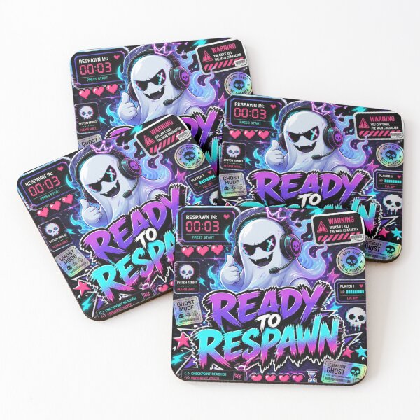 Item preview, Ready To Respawn Gaming Sticker | Cyber Ghost Gamer | Neon Arcade Graphic Tee designed and sold by Stylestickers55.