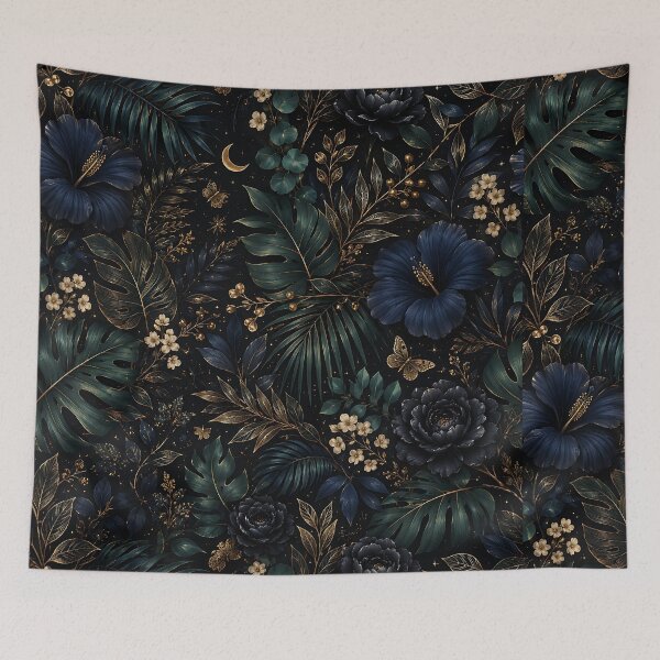Item preview, Midnight Tropical Floral Luxe Pattern designed and sold by HUMANITY STUDIOS.