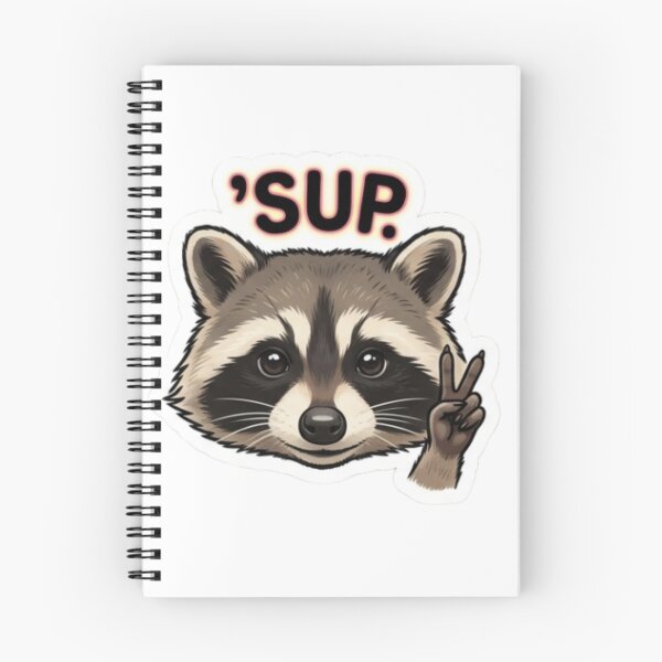 Item preview, Cute Jimothy raccoon saying "'Sup" with playful peace sign vibes. designed and sold by PixelPiqueArt.