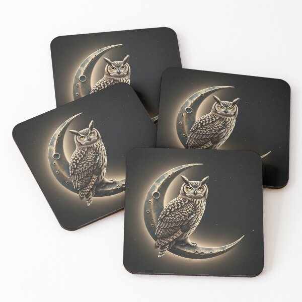Item preview, Mystical Night Owl Crescent Moon Dark Aesthetic Art designed and sold by Michaelragheb.
