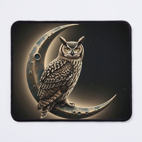Item preview, Mystical Night Owl Crescent Moon Dark Aesthetic Art designed and sold by Michaelragheb.