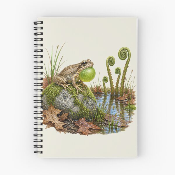 Item preview, Spring Peeper Calling at a Vernal Pool Colored Pencil Style designed and sold by BloomStudio1.