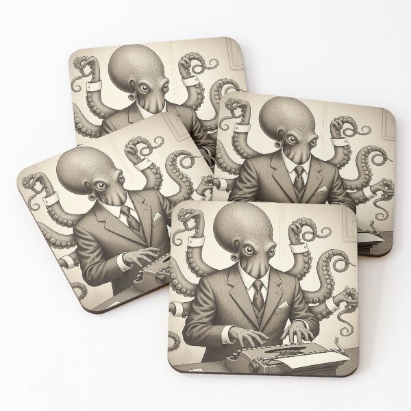 Item preview, Octopus Gentleman Writer Vintage Typewriter Surreal Art designed and sold by Michaelragheb.