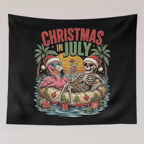 Item preview, Christmas in July Skeleton Flamingo Float Summer Xmas designed and sold by OlakunleOloroz.