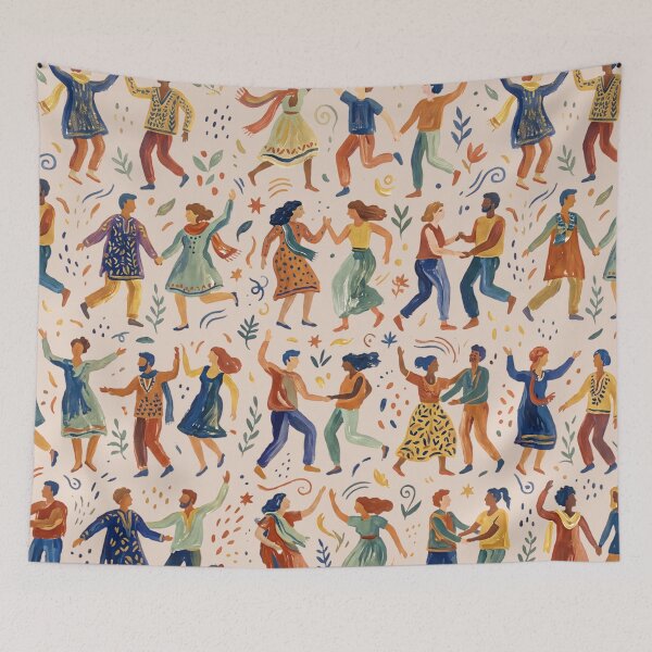Item preview, Dancing People Folk Art Pattern - Traditional Joyful Celebration designed and sold by RAMIX-Y2K.