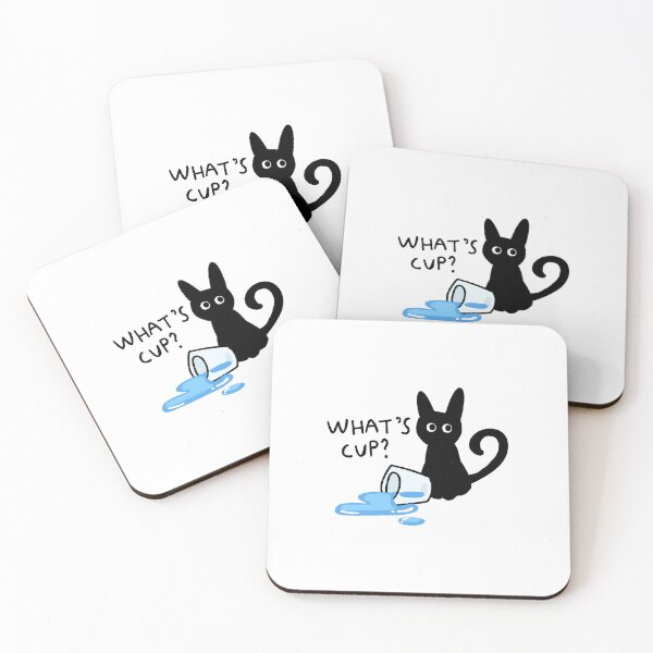Item preview, What’s Cup Cat Sticker – Funny Black Cat Knocking Over Water Cup | Mischievous Cat Art designed and sold by lazydayz16.