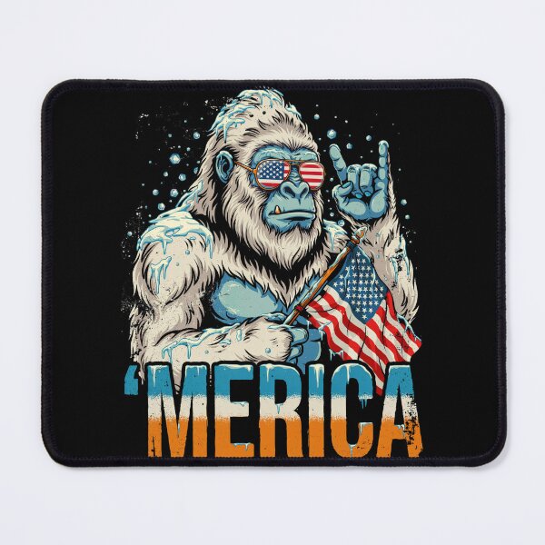 Item preview, 'Merica Icy Yeti Bigfoot Rock On Flag Design v10 designed and sold by DarylWelsh2024.