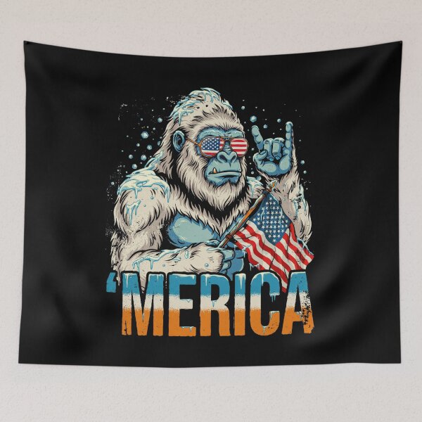 Item preview,  'Merica Icy Yeti Bigfoot Rock On Flag Design v10 designed and sold by DarylWelsh2024.