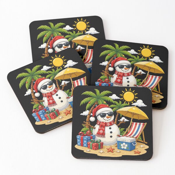 Item preview, Christmas in July Snowman on Palm Tree Tropical Beach designed and sold by OlakunleOloroz.