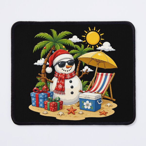 Item preview, Christmas in July Snowman on Palm Tree Tropical Beach designed and sold by OlakunleOloroz.