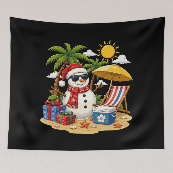 Item preview, Christmas in July Snowman on Palm Tree Tropical Beach designed and sold by OlakunleOloroz.