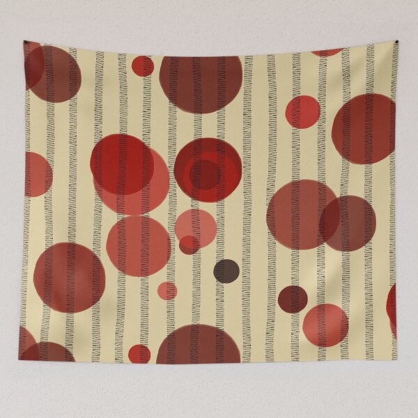 Item preview, Abstract composition with red bubbles and disrupted stripes E9 designed and sold by StefanStudioArt.